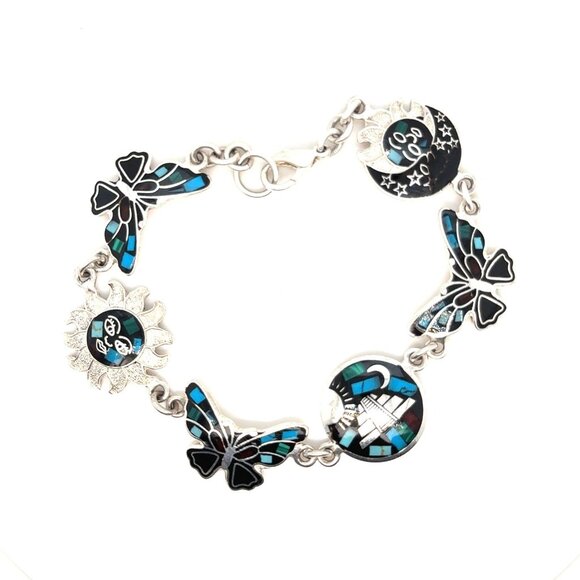 925 Mexico Butterfly/Sun Bracelet - Picture 1 of 6